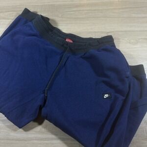 NIKE‎ Sweatpants Men XL Charcoal Blue  Shoebox Cuff Joggers Swoosh Logo Active